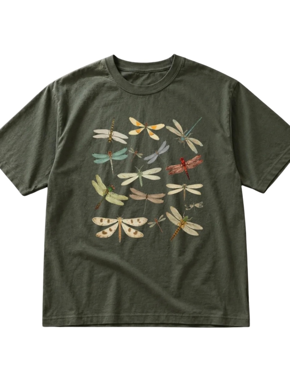 Gildan Olive Dragonfly Graphic Tee
